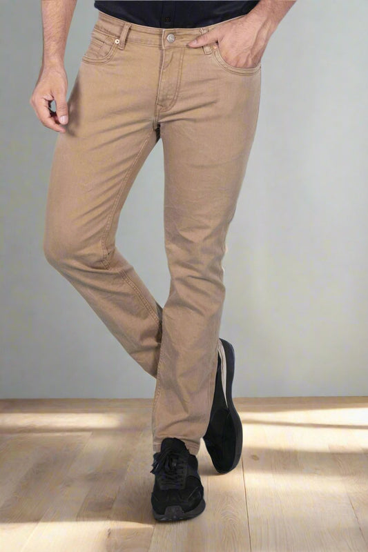 Custom made British Khaki mens slim fit jeans