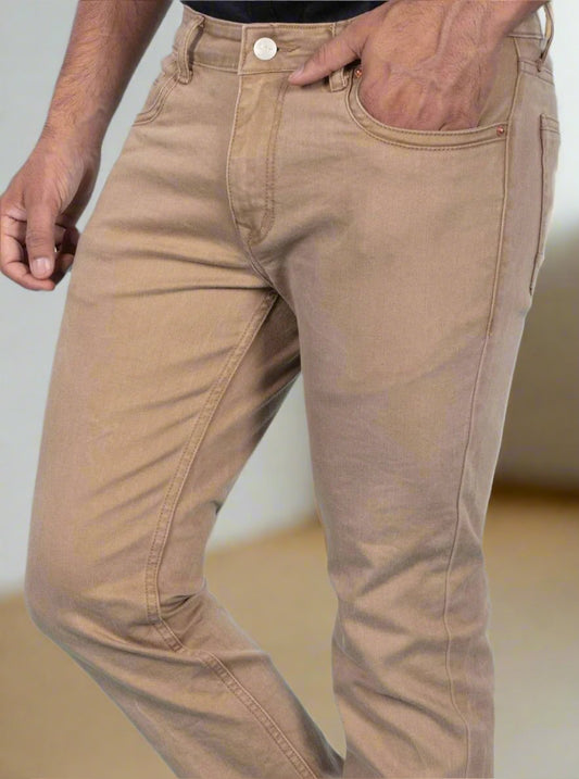 Custom made British Khaki Straight Fit Jeans for Men