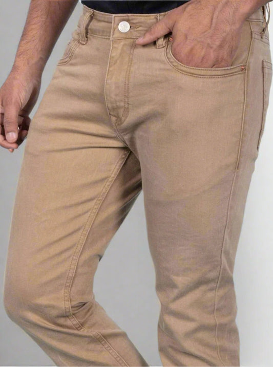 Custom made British Khaki mens slim fit jeans