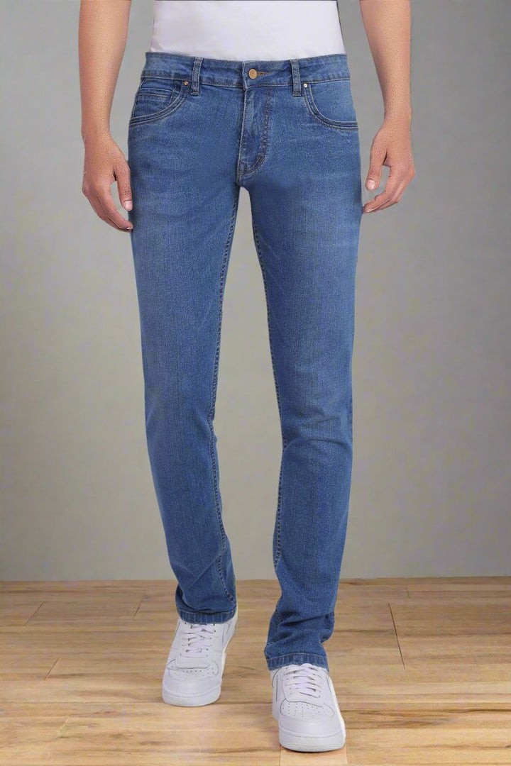 Custom made Mid blue mens slim fit jeans