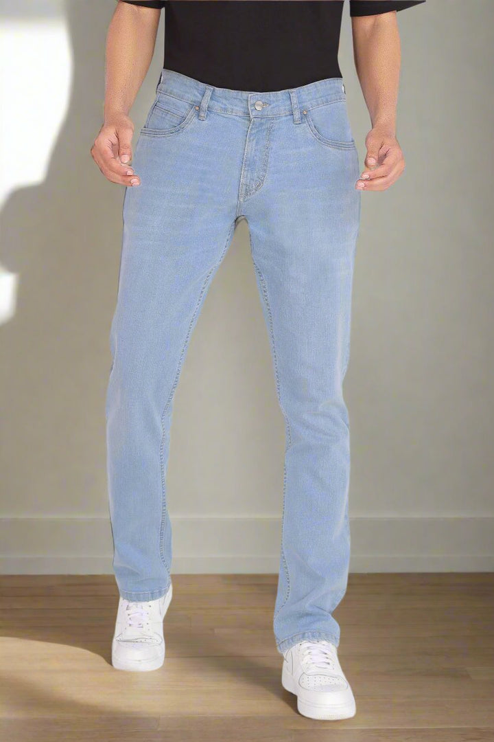 Custom made Glacier Blue Straight Fit Jeans for Men