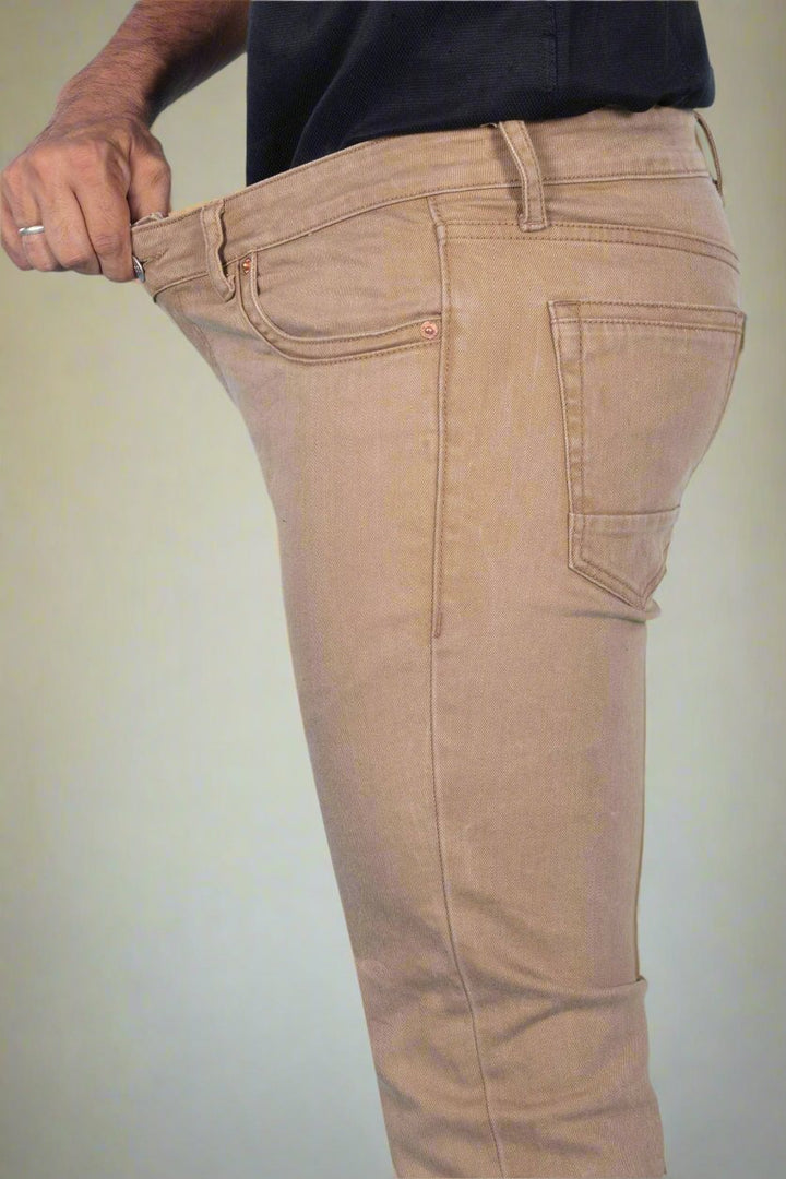 Custom made British Khaki Straight Fit Jeans for Men