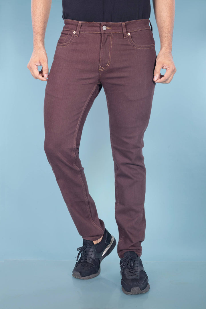 Custom made Wine Brown mens slim fit jeans