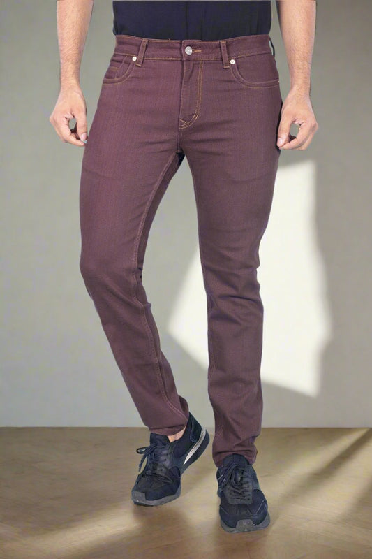 Custom made Wine Brown mens slim fit jeans