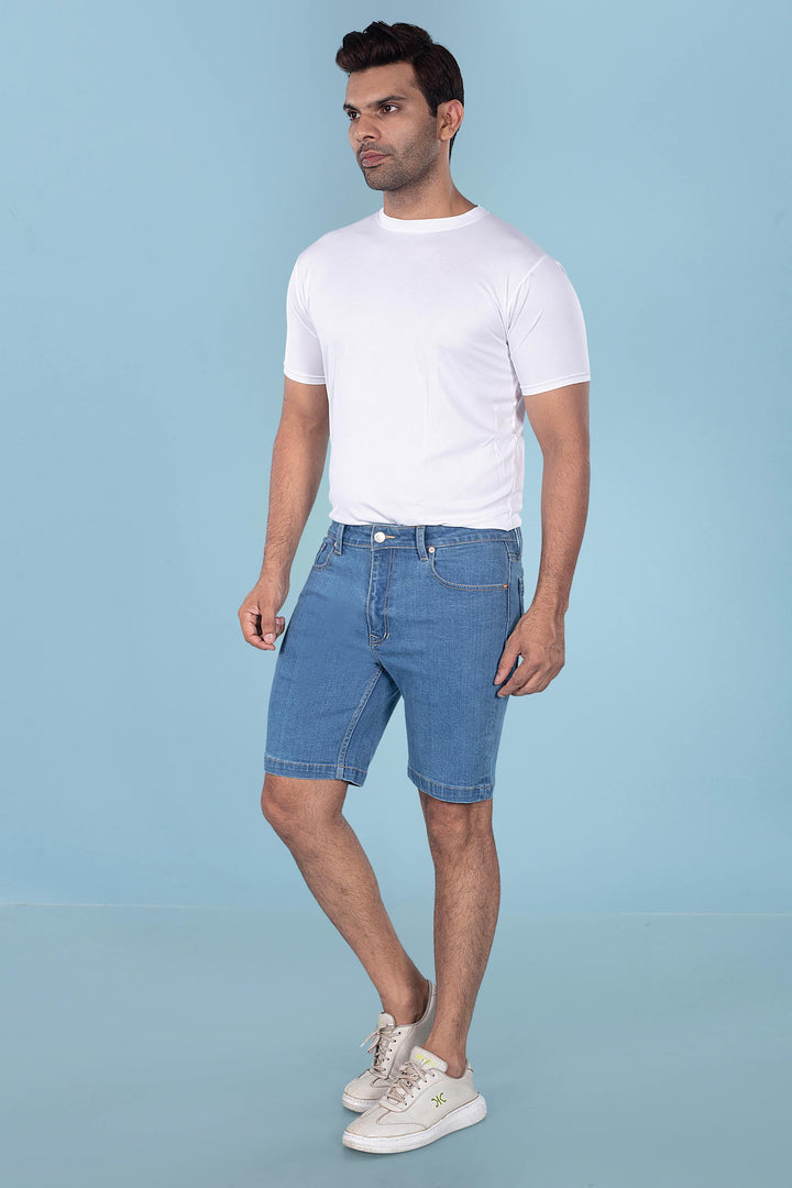 Custom Made Mid Blue Mens Denim Shorts 