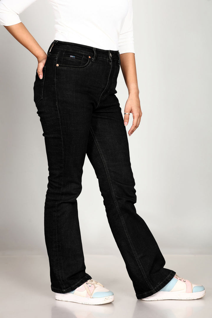 Custom made Carbon Black Women Boot Cut fit jeans