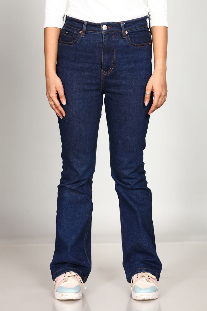 Custom Made Deep Space Blue  Women's Boot Cut Jeans