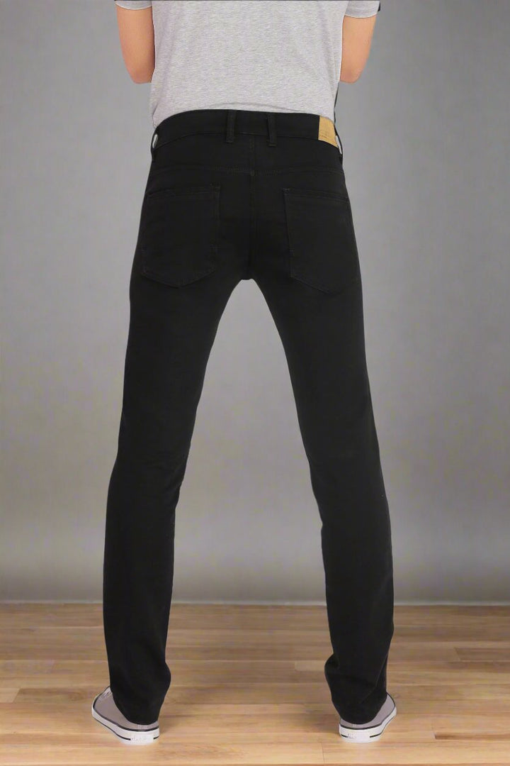 Custom made Pure Black mens slim fit jeans