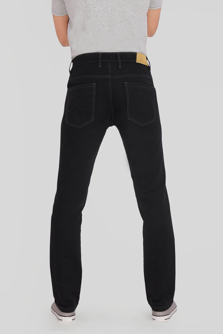 Custom made Pure Black Straight Fit Jeans for Men