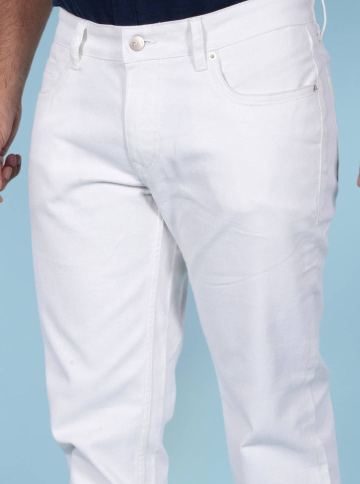 Custom made Pure White mens slim fit jeans