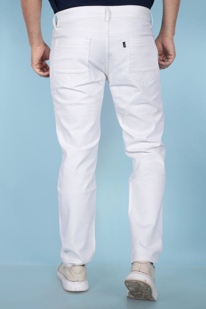 Custom made Pure White mens slim fit jeans