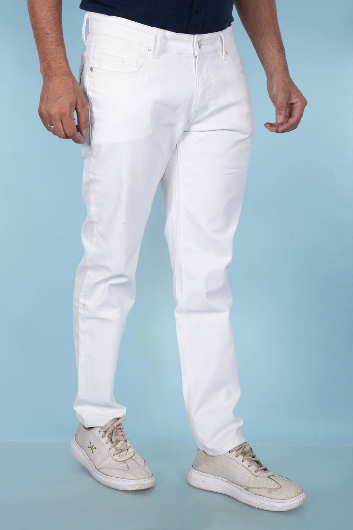 Custom made Pure White mens slim fit jeans