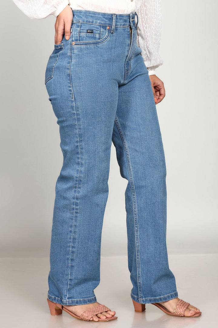 Custom Made Mid Blue Women's Straight Fit Jeans