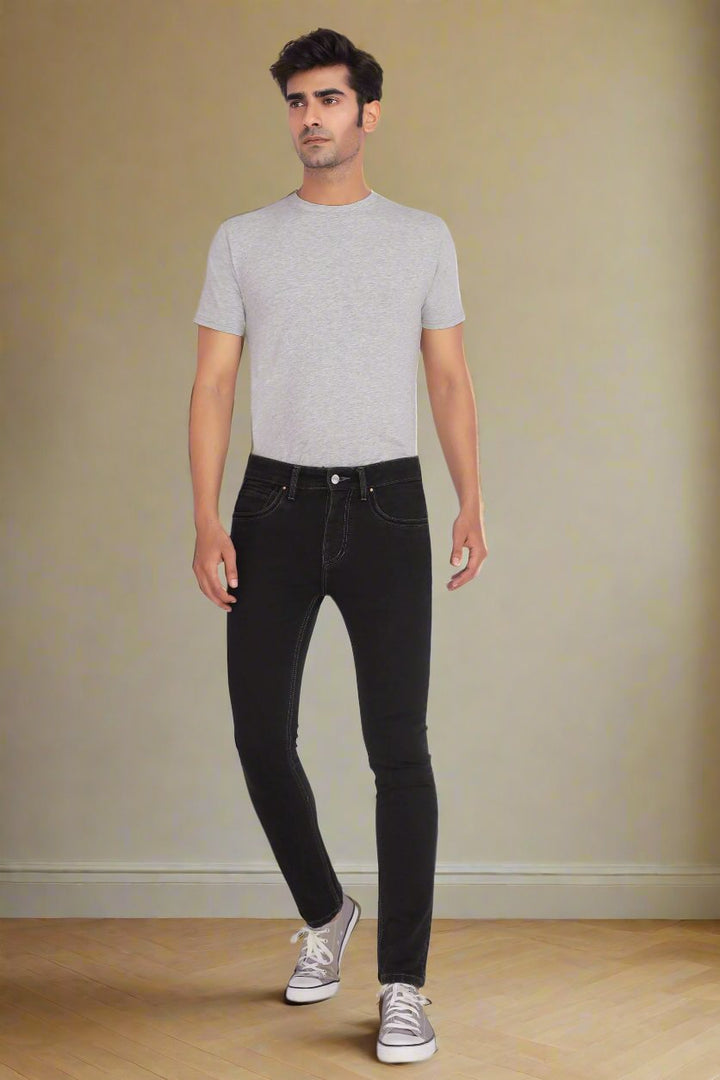 Custom Made Carbon Black Men's Skinny Fit Jeans