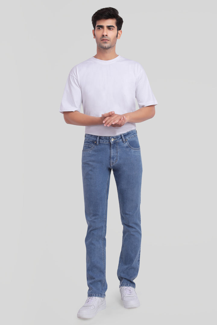 Custom made Midblue Straight Fit Jeans for Men