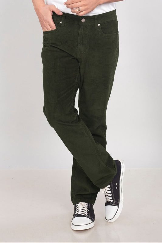 Custom made olive green Men's Straight Fit Corduroy