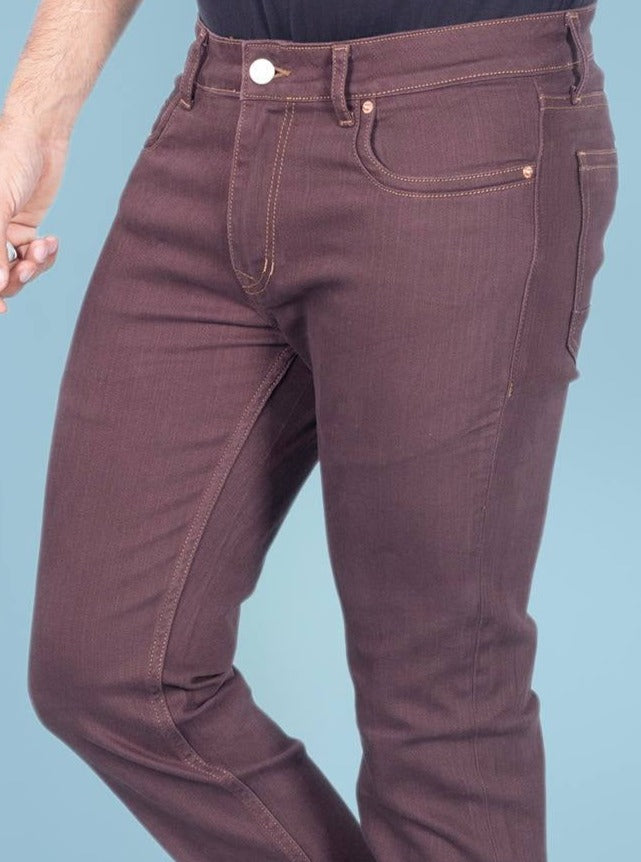 Custom made Wine Brown mens slim fit jeans