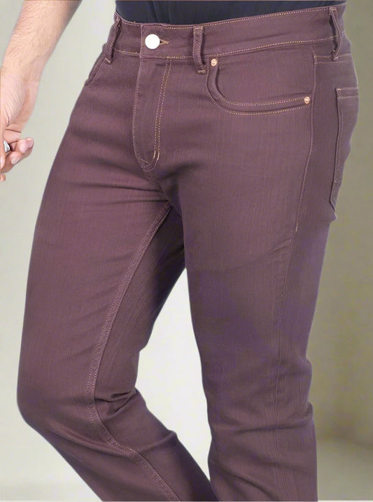 Custom made Wine Brown mens slim fit jeans