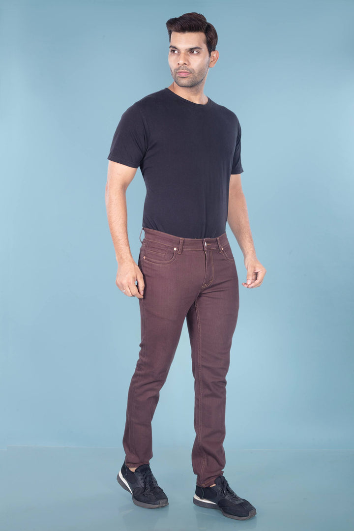 Custom made Wine Brown mens slim fit jeans