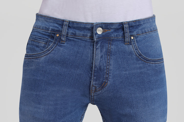 Custom made Mid blue mens slim fit jeans