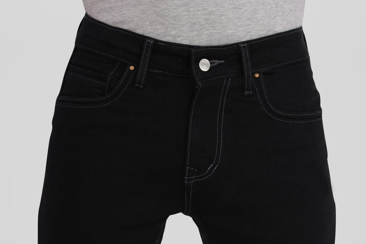 Custom made Pure Black Straight Fit Jeans for Men