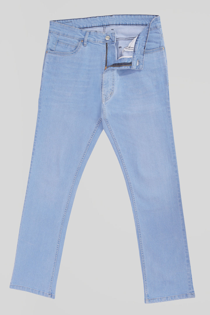 Custom made Glacier Blue Straight Fit Jeans for Men