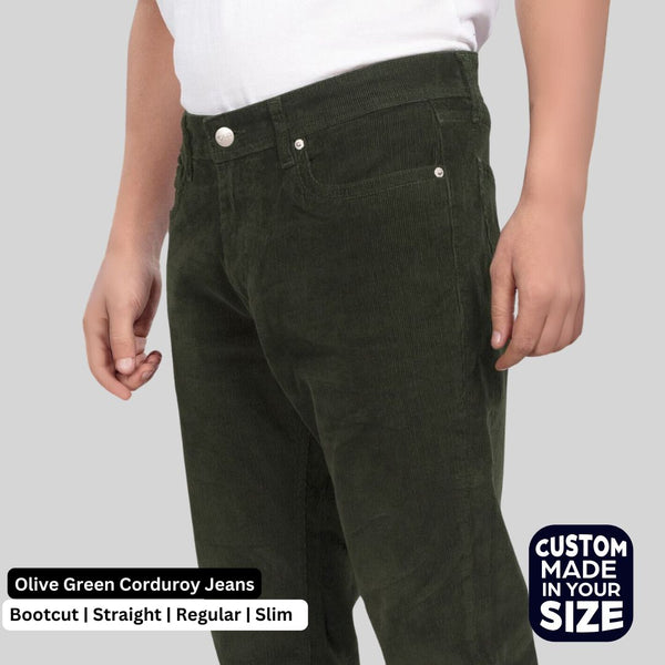 Custom made olive green Men's Straight Fit Corduroy