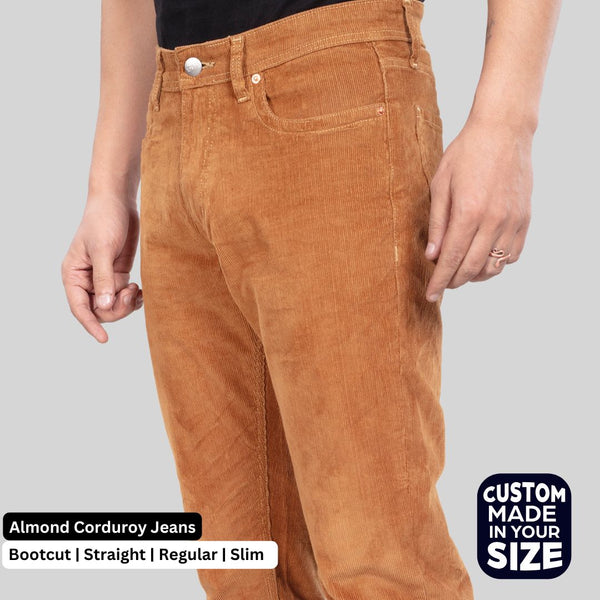 Custom made Almond Men's Straight Fit Corduroy