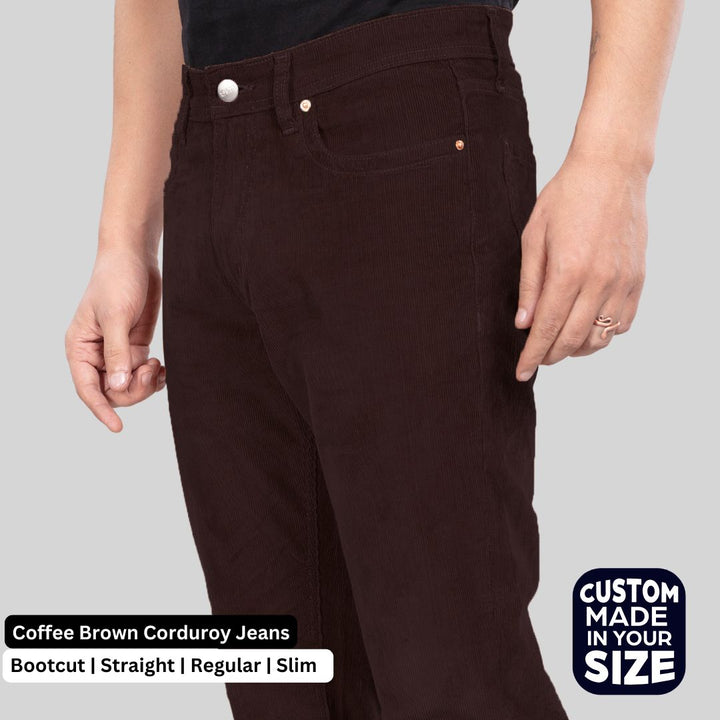 Custom made Coffee Brown Men's Straight Fit Corduroy