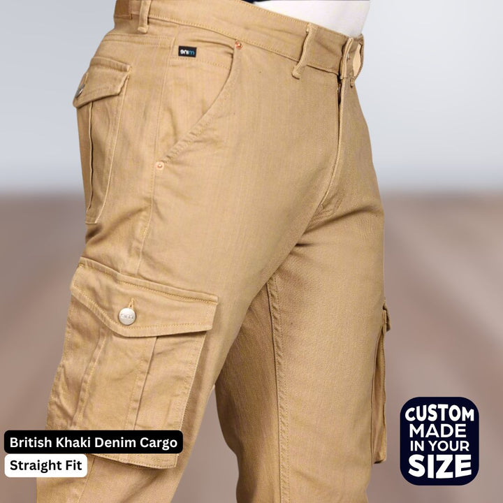 Custom Made British Khaki Men's Straight Fit Cargo