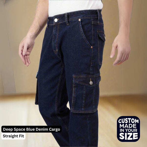 Custom Made Deep Space Blue Men's Straight Fit Cargo 