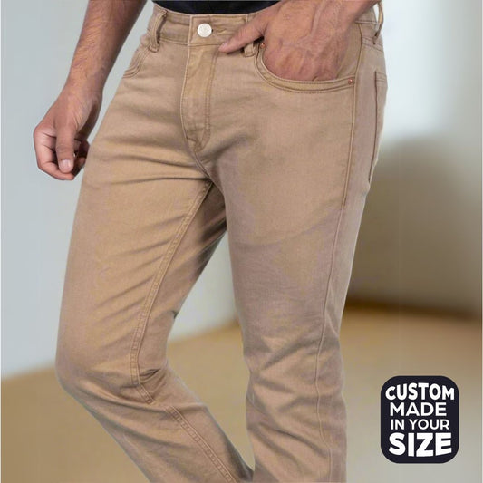 Custom made British Khaki mens slim fit jeans