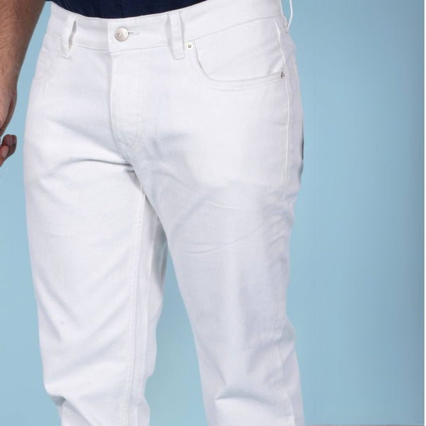 Custom made Pure White mens slim fit jeans