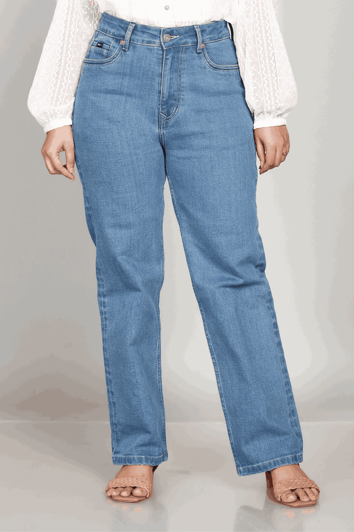 Custom Made Mid Blue Women's Straight Fit Jeans