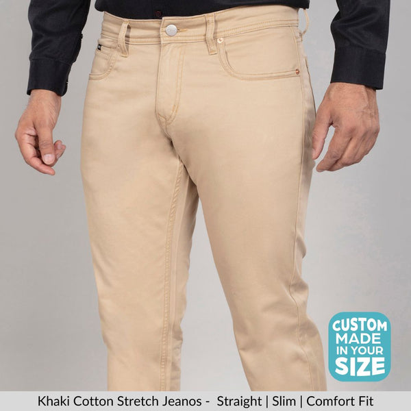 Khaki Cotton Stretch Jeanos