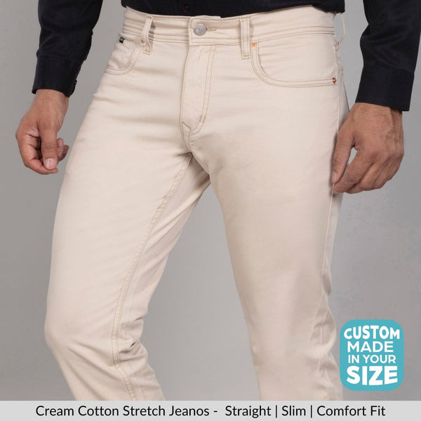 Cream Cotton Stretch Jeanos