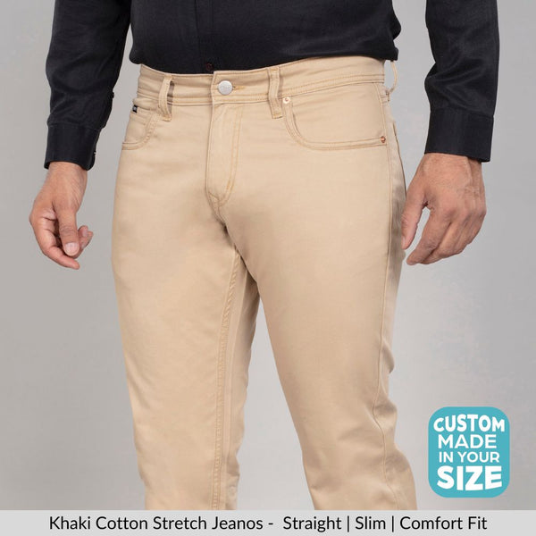 Khaki Cotton Stretch Jeanos