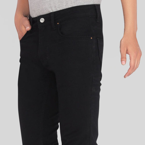 Custom made Pure Black mens slim fit jeans